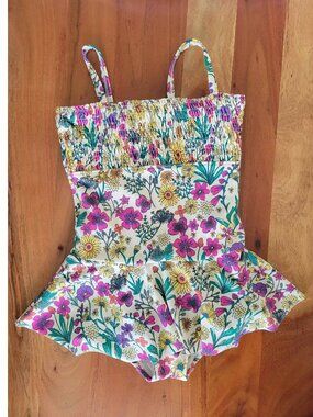 Hanna Andersson Girl 2T One Piece Ruffled Floral Swimwear